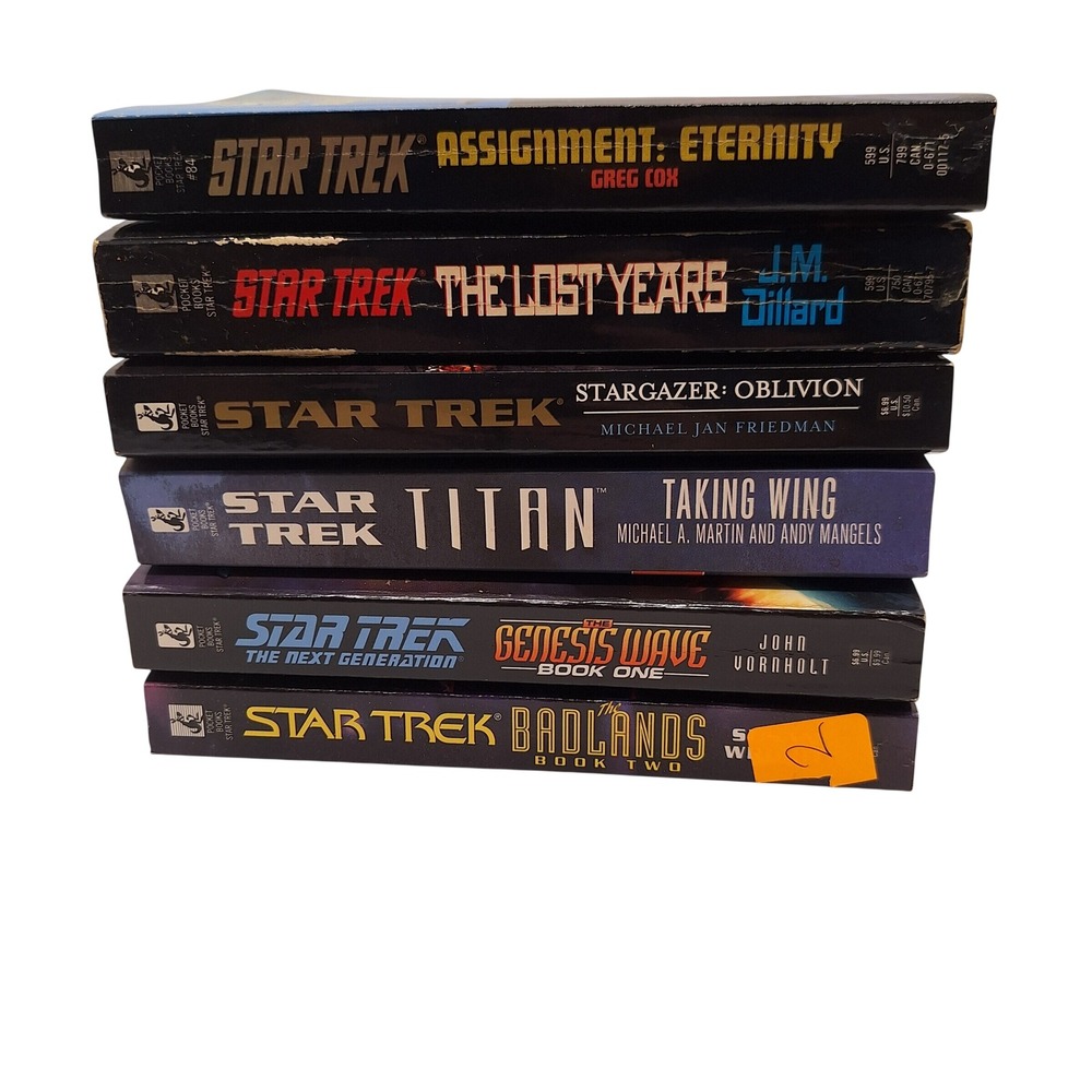 Star Trek Paperback Book Lot of 6 The Lost Years Titan Genesis Wave Stargazer